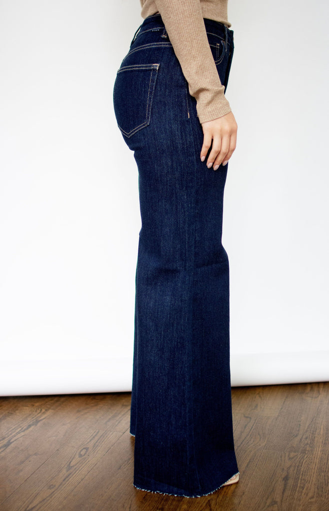 RISEN Tummy Control Dark Wash High Rise Palazzo Jeans