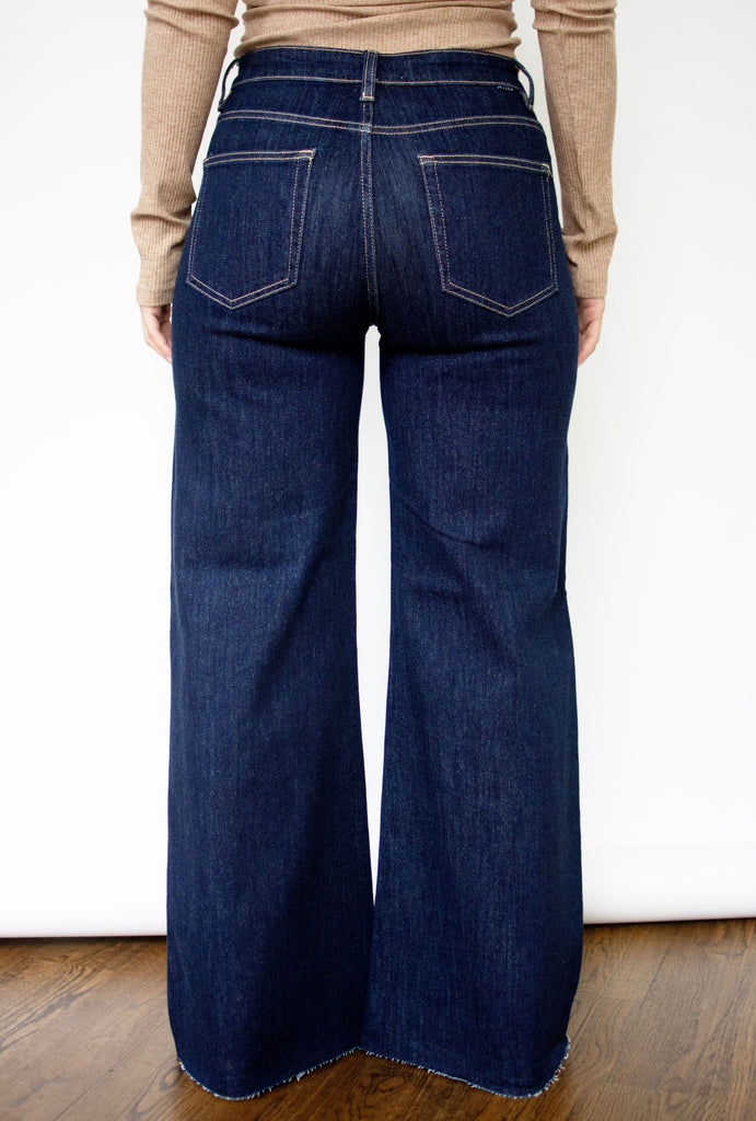RISEN Tummy Control Dark Wash High Rise Palazzo Jeans